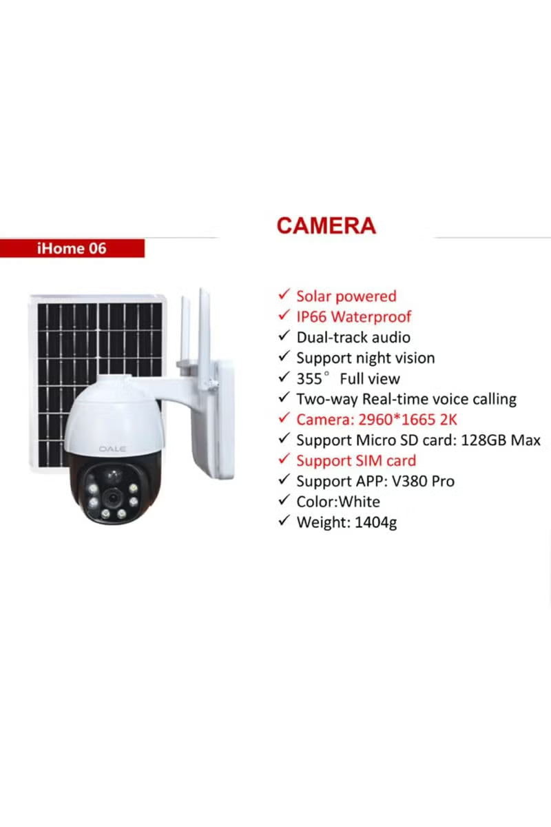 iHome 06 Solar Smart Security Camera – 4G, 2K, 355° Angle