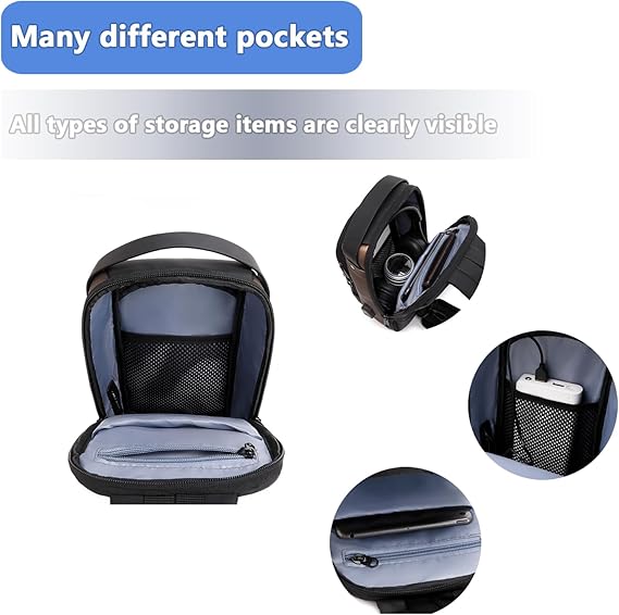 Men’s Anti-Theft Sling Bag – PU Leather Crossbody Shoulder Chest Bag, Large Size, Black & Gold