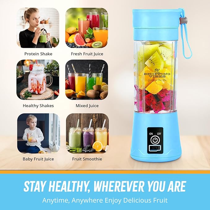 Set 2 Portable Wireless Blenders – 400ML, 6 Blades, With Strap