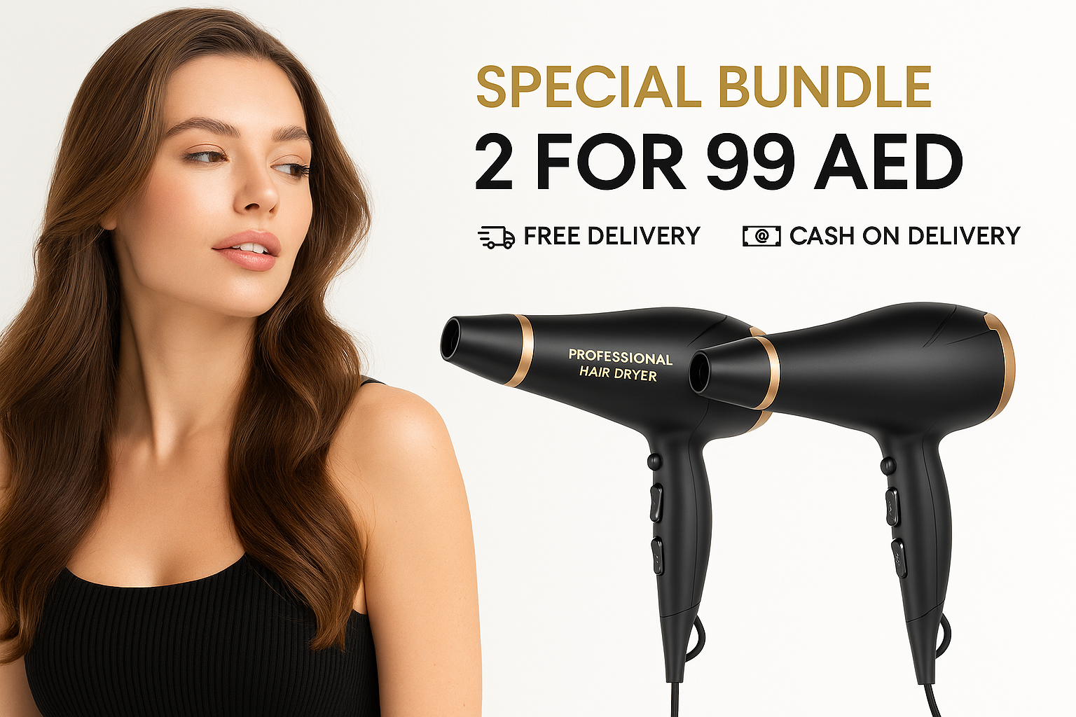 2x Hair Dryers – 2 Speeds, 3 Heat Settings, 2200W