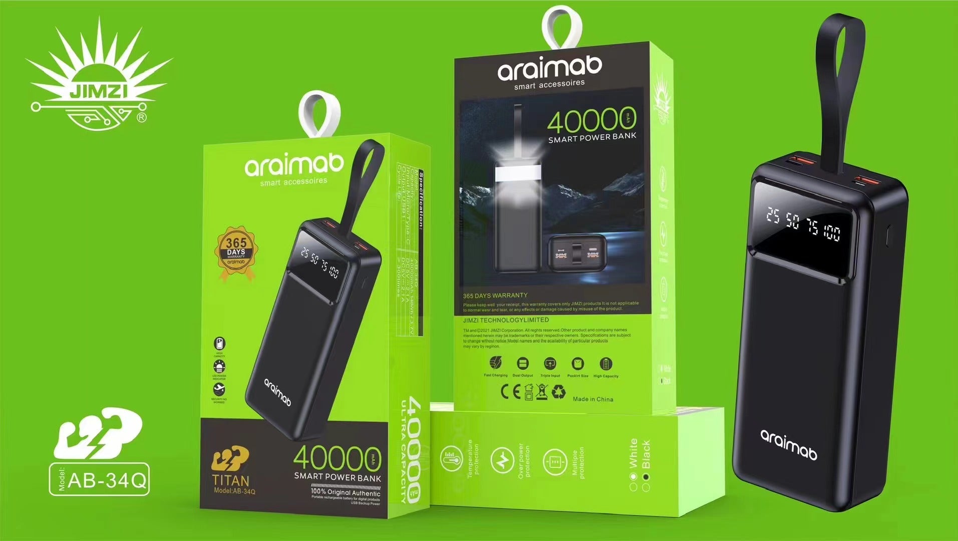 بنك طاقة محمول بسعة 40000 مللي أمبير/ساعة - شحن فائق السرعة PD20W، مدخل/مخرج USB-C وMicro USB بقدرة 22.5 واط