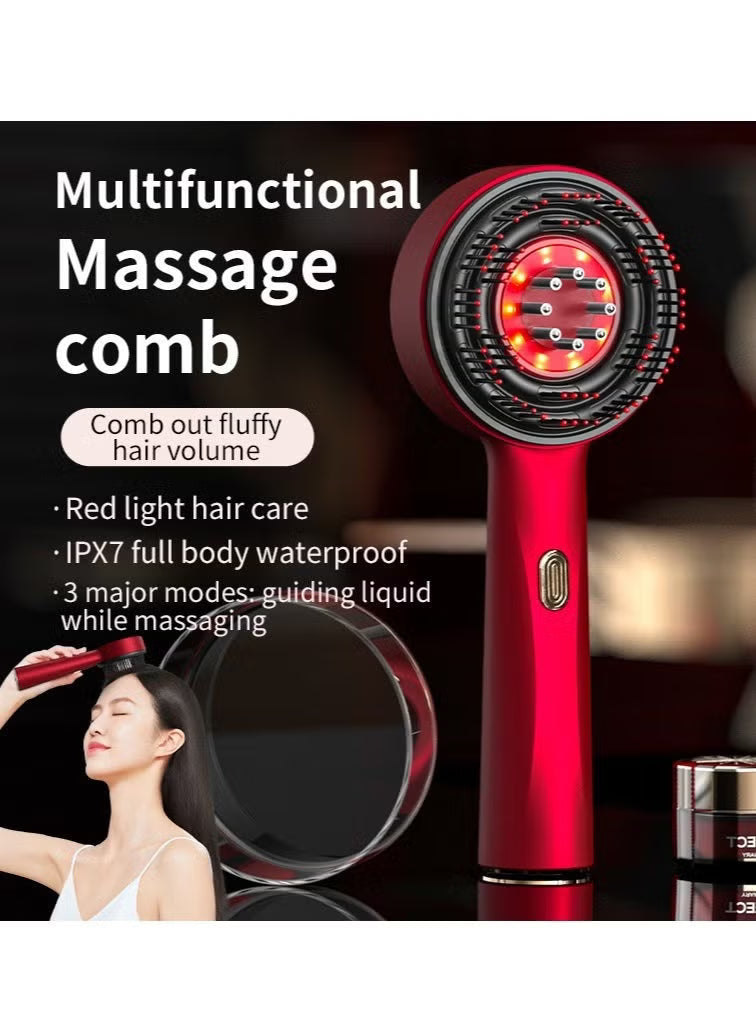 Scalp Massage Brush with Built-In Oil Applicator & LED Therapy – USB Rechargeable