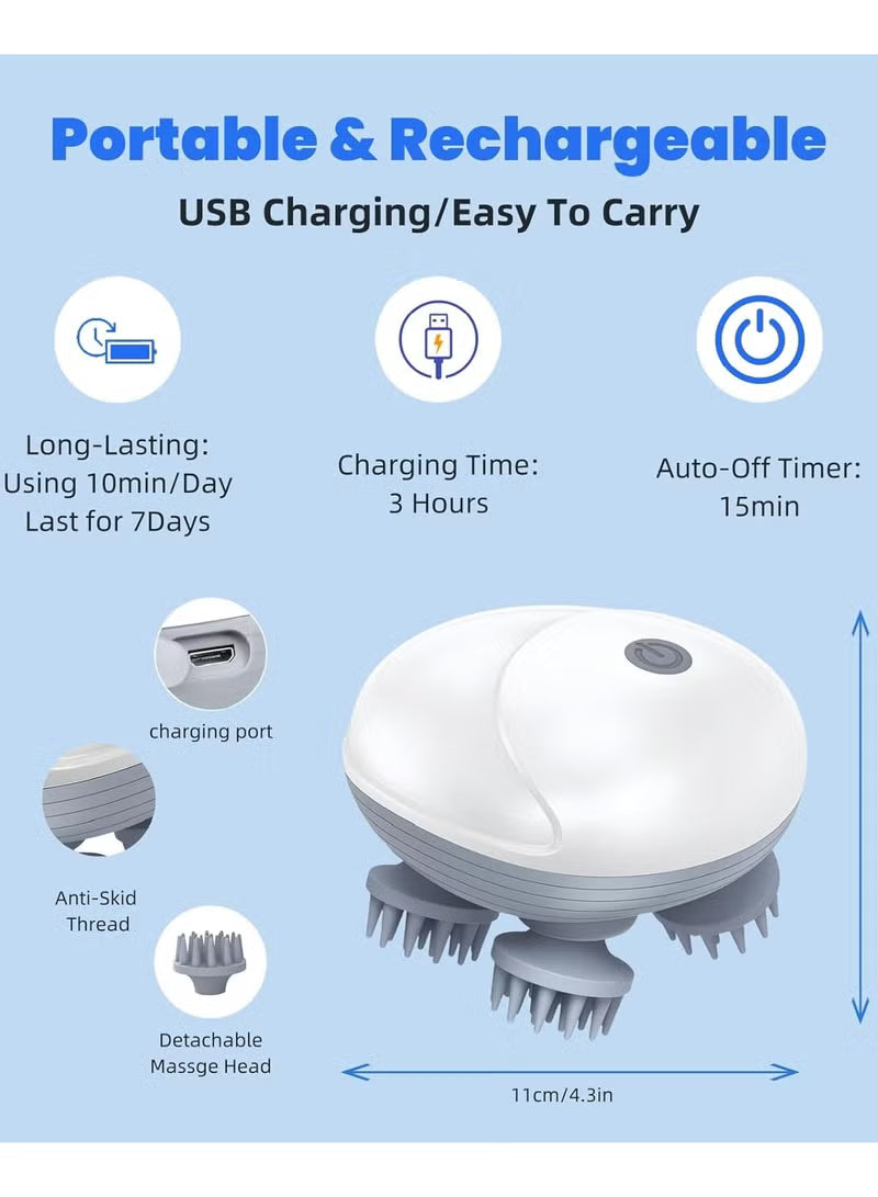 Electric Scalp Massager With 96 Kneading Nodes - Rechargeable