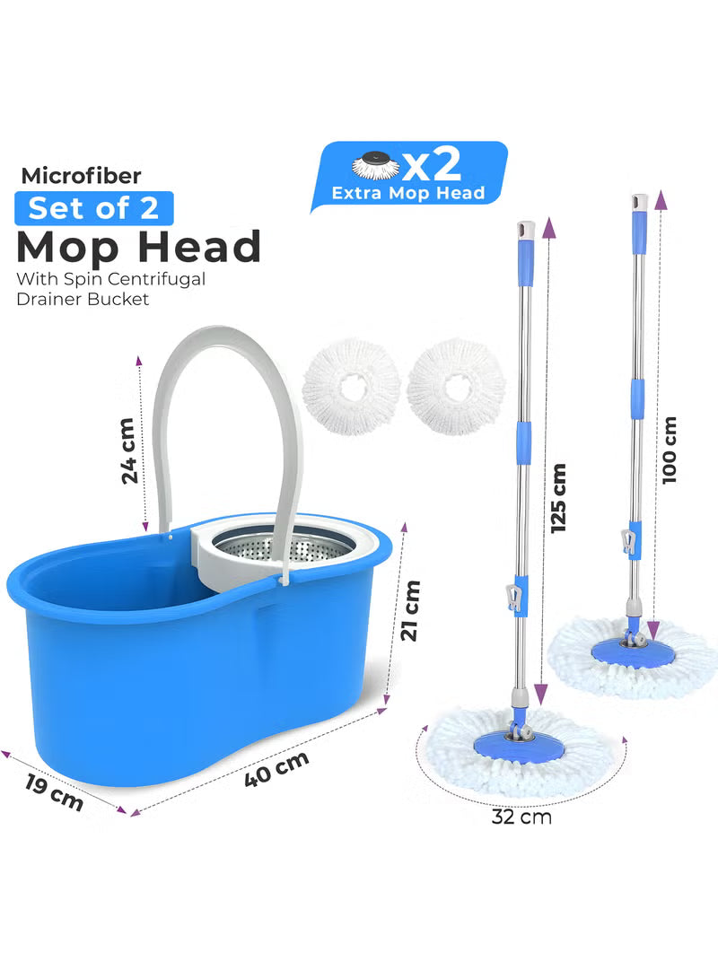 Spin Mop For Floor Cleaning & Bucket Set Stainless Steel Wringing System | Telescopic Handle Clean-Up Solution