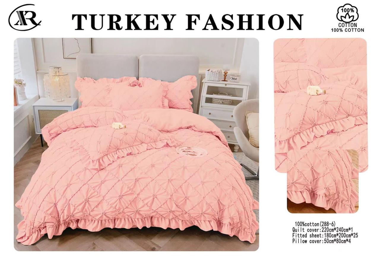 Luxury 6-Piece Bedding Set | 100% Premium Cotton – Peach Pink
