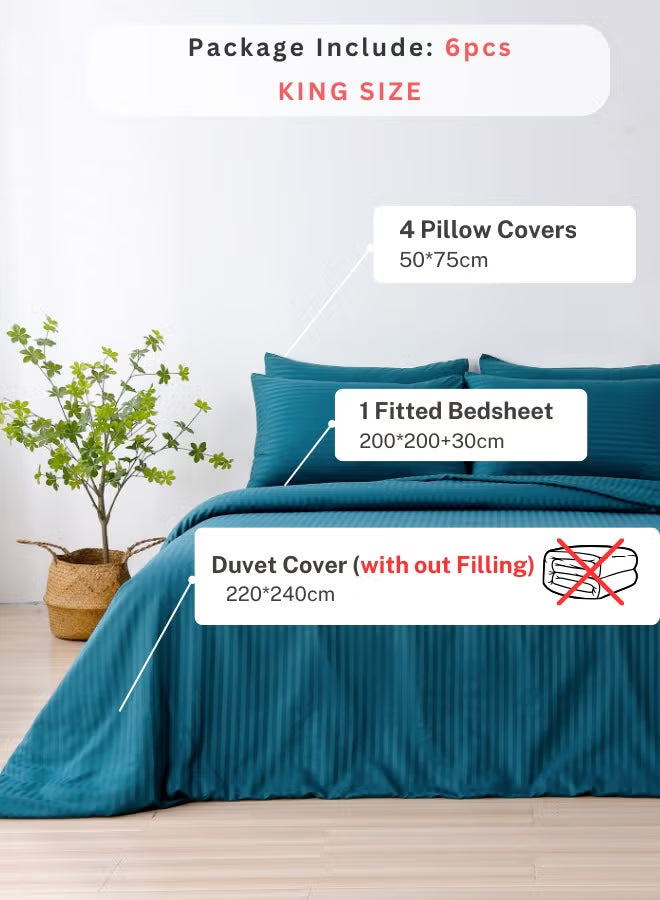 Premium King Size 6-Piece Bedding Set - Blue Stone
