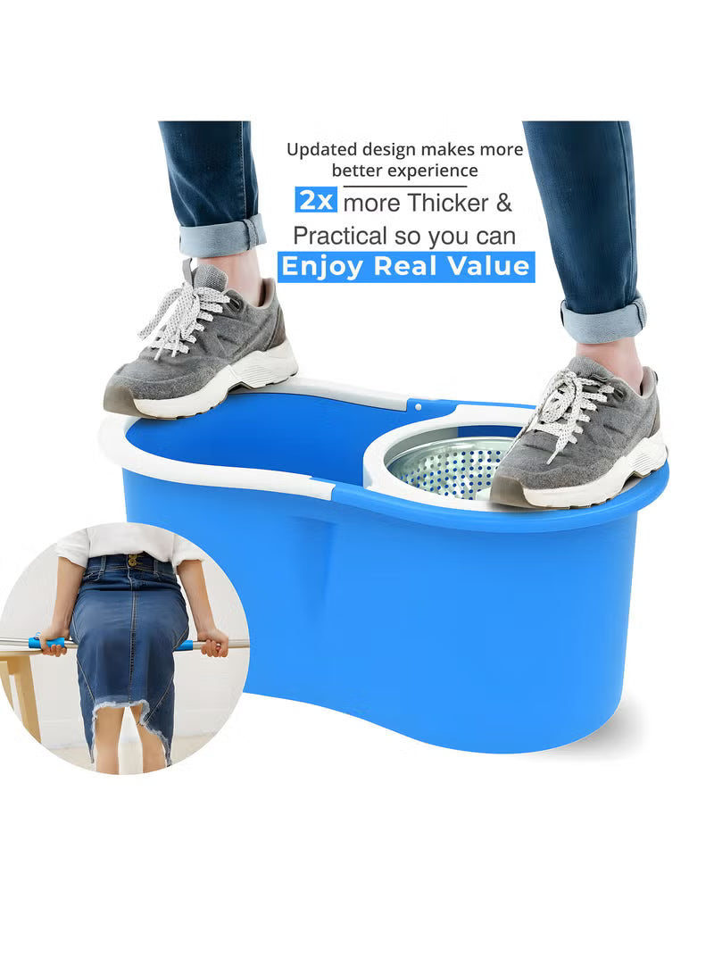 Spin Mop For Floor Cleaning & Bucket Set Stainless Steel Wringing System | Telescopic Handle Clean-Up Solution