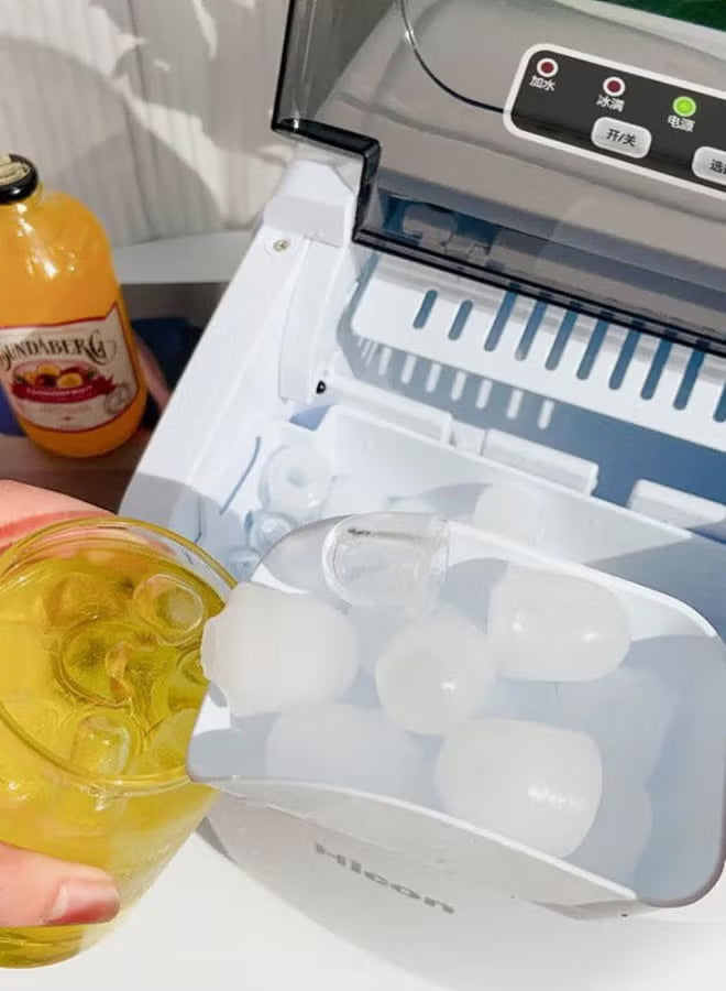 Automatic Ice Maker 15 kg/24 h – Round Bullet Ice, 6–13 min Cycle, 1.3 L Water Tank, LED Display