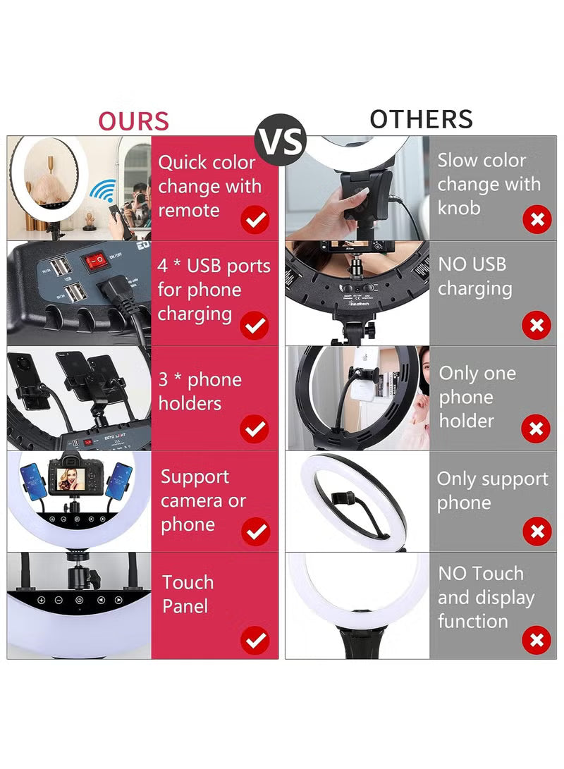 Professional LED Ring Light 21” RL-21 with Remote Control, Tripod & Triple Phone Holder – Perfect Lighting for Photo, Video & Live Streaming