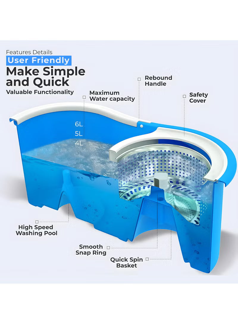 Spin Mop For Floor Cleaning & Bucket Set Stainless Steel Wringing System | Telescopic Handle Clean-Up Solution