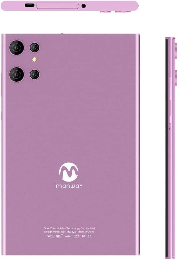 Manway 8-Inch IPS Screen Smart Tablet For Kids Micro SIM Android Tab with Bluetooth TWS Earphones and Zoom App Supported (Purple)