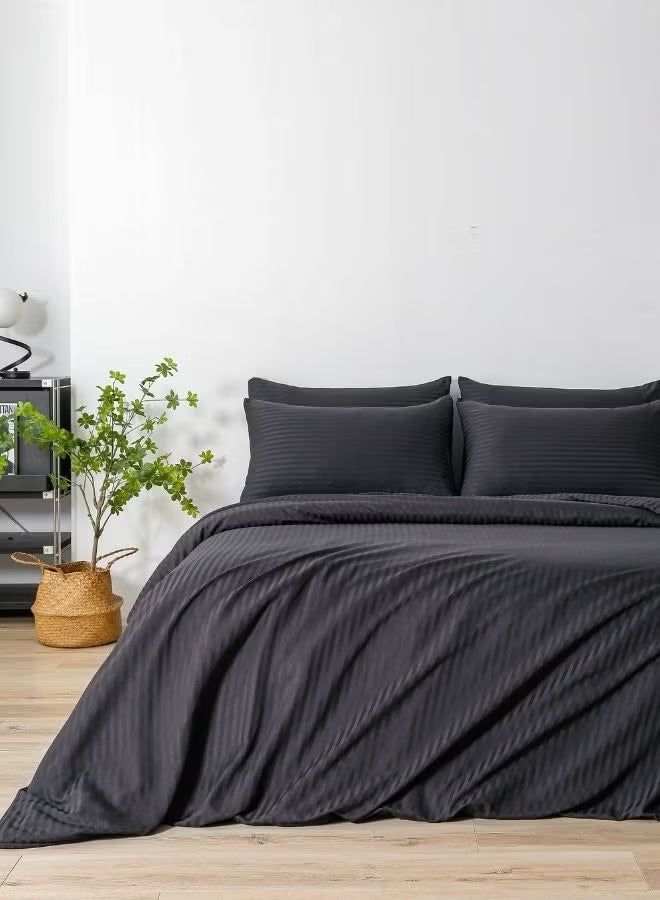 Premium King Size 6-Piece Bedding Set - Black