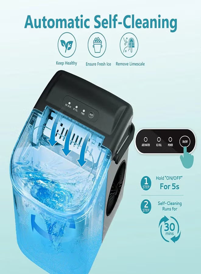 Automatic Ice Maker 15 kg/24 h – Round Bullet Ice, 6–13 min Cycle, 1.3 L Water Tank, LED Display