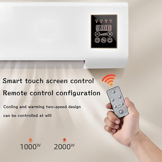 Personal Mini Air Conditioners, Dual Use Wall Mounted Air Conditioner with Remote Control, Adjustable Cool and Warm, Smart Touch Screen, 8h Intelligent Timing, for Bedroom Living Room Office. ﻿