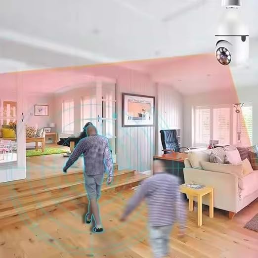 2-Pack PTZ Light Bulb Security Camera 360° WiFi – Motion Detection, HD Night Vision, LED Light, B22 Socket