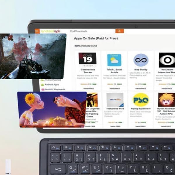 CM14000 Plus 14-Inch Android Tablet – Dual 5G, 12GB RAM, 1TB Storage – FHD Display, 20000mAh Battery, Includes Keyboard & Stylus (Black)