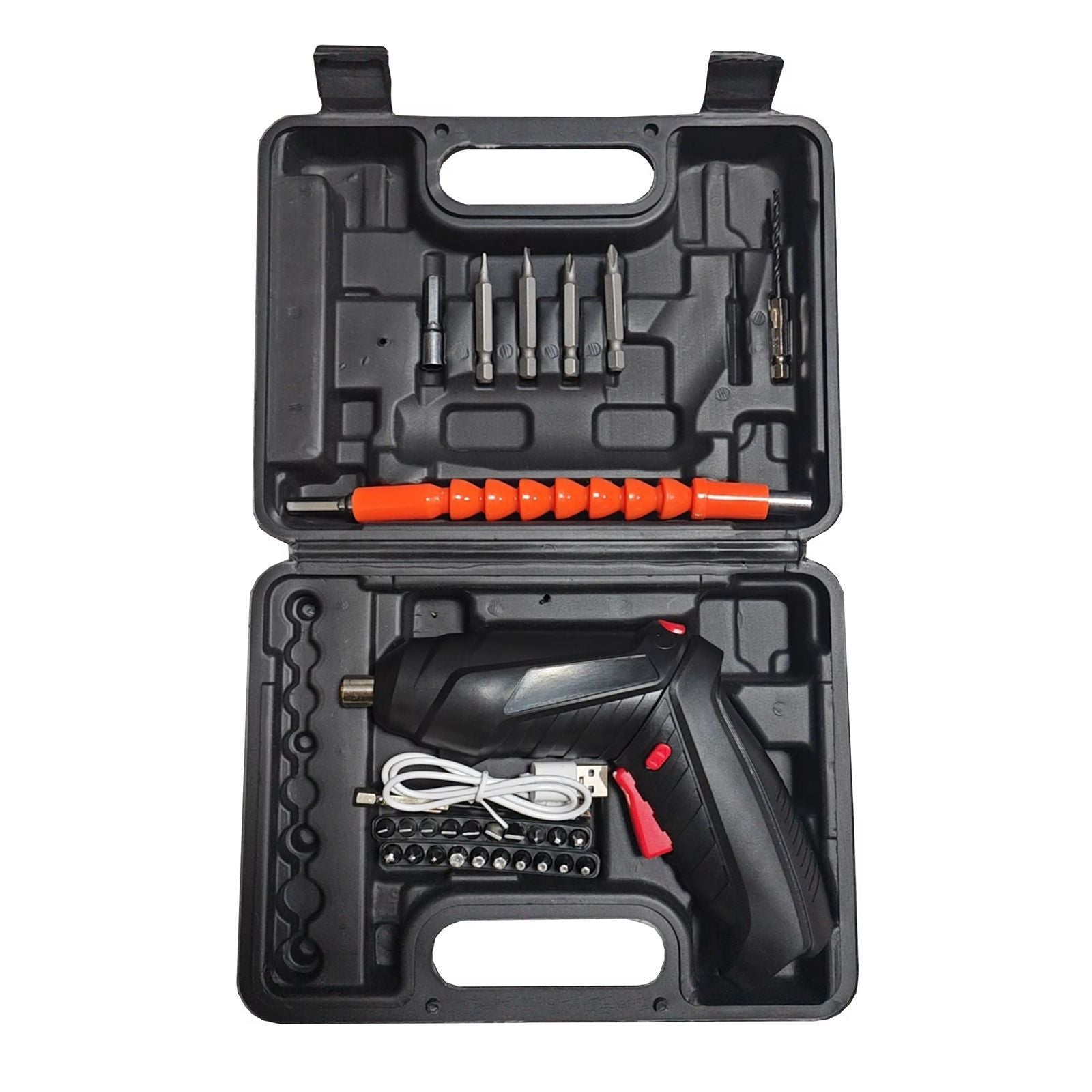 45-in-1 USB Rechargeable Electric Screwdriver Set – Foldable Design with Forward/Reverse & Drill Mode + Durable Storage Case