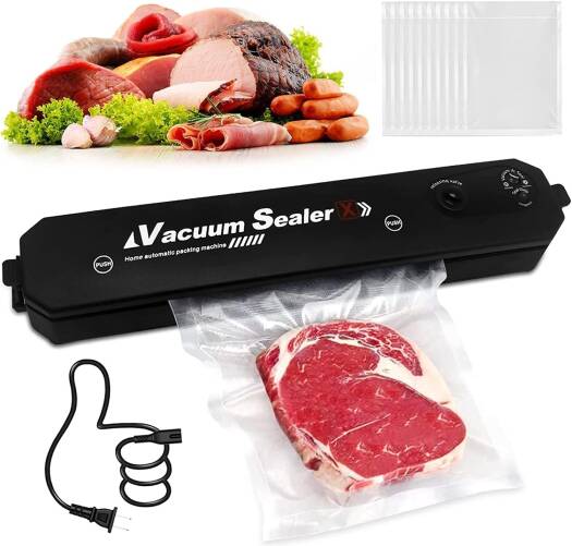 Original Automatic Food Saver Vacuum Sealer Machine – One-Touch Compact Sealer with 10 Bags