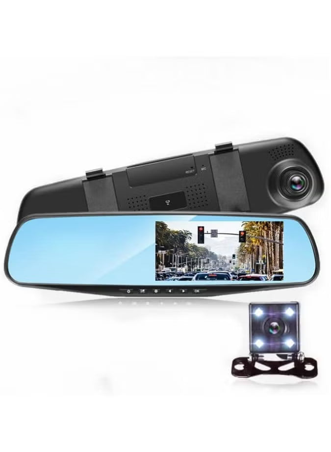 2-Way Mirror Dash Cam – Front & Rear, Night Vision
