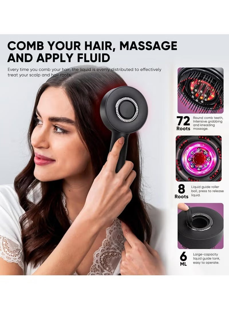 Scalp Massage Brush with Built-In Oil Applicator & LED Therapy – USB Rechargeable