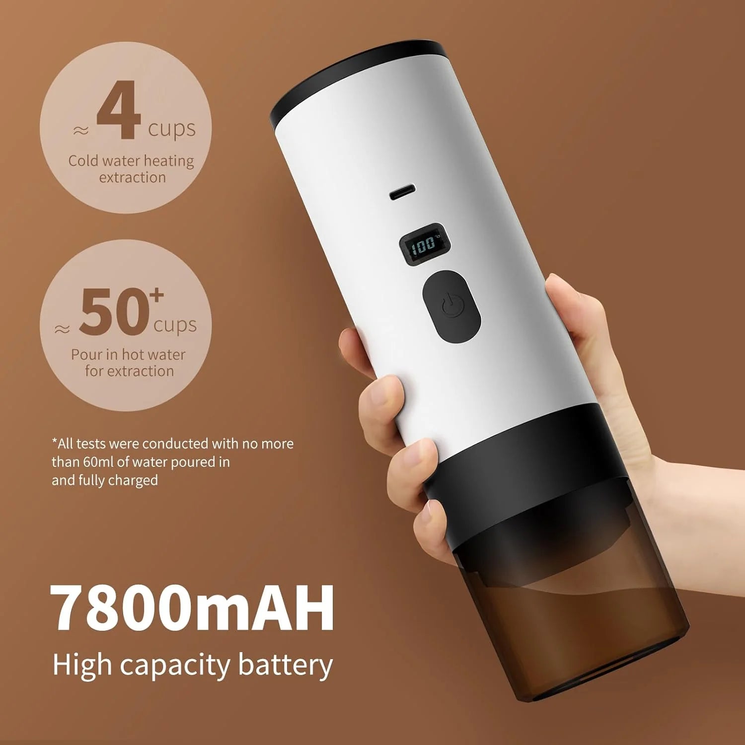 3-in-1 Portable Coffee Maker – Self-Heating Travel Espresso Machine Compatible with NS & DG Pods + Ground Coffee