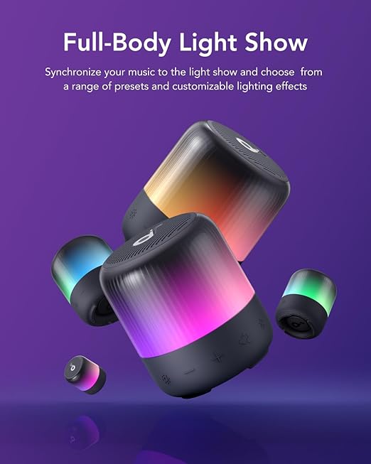 Glow Mini Portable Bluetooth Speaker – 360° Sound, Light Show