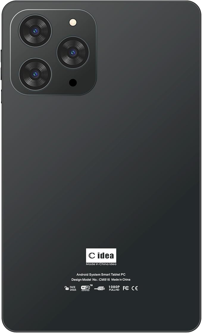 8-Inch IPS Smart Tablet PC with Wireless Keyboard & Mouse | 8GB RAM | 512GB ROM | Dual Camera | Single SIM 5G LTE | Wi-Fi | GPS | Android Tablet for Students CM816 (Black)