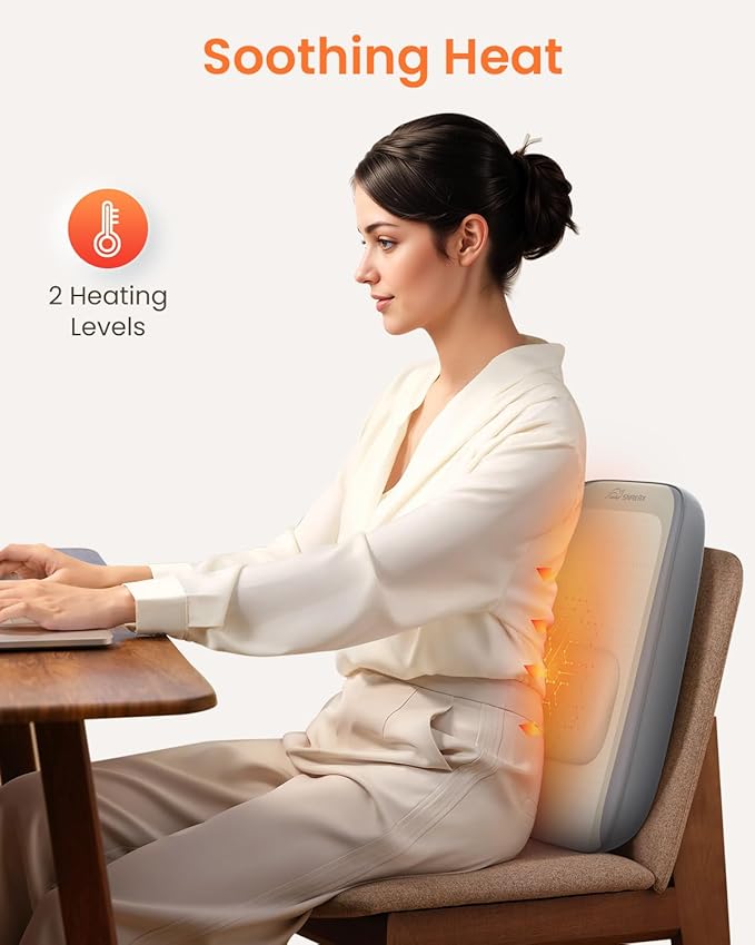 Snailax Shiatsu Neck & Back Massager with Heat – Deep Tissue Kneading Massage Cushion for Home & Office