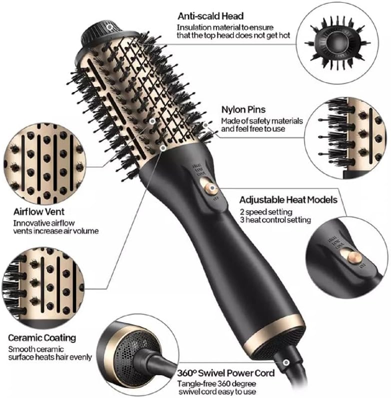 Professional 3 in 1 Hot Air Combo Set | ✅ Negative Ion Hair Dryer & Styling Brush |