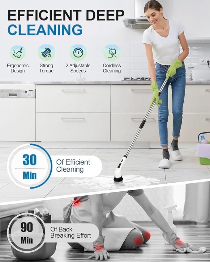 9-in-1 Multifunction Electric Cleaning Brush – Extendable Handle & Changeable Heads for Home & Car