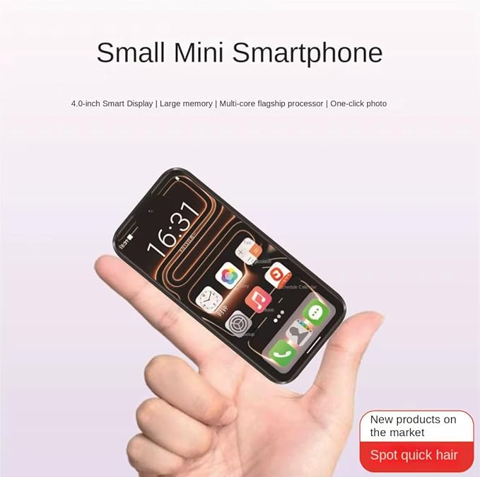 17 Pro Max Mini Smartphone – 4” AMOLED Display, 8GB RAM, 512GB Storage, Android 14, Dual SIM, Ultra-Compact 4G Pocket Phone