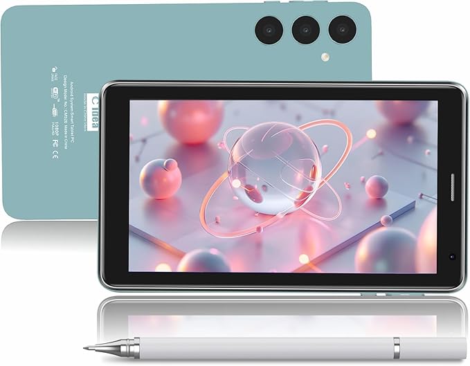 CM526 7-inch Tablet, 5g Tablet Single SIM WiFi, Kids Tab Zoom Tiktok and Chat GPT Supported Dual Camera, Android 15 Slim Tablet with Stylus (Blue)