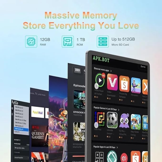 CM14000 Plus 14-Inch Android Tablet – Dual 5G, 12GB RAM, 1TB Storage – FHD Display, 20000mAh Battery, Includes Keyboard & Stylus (Black)