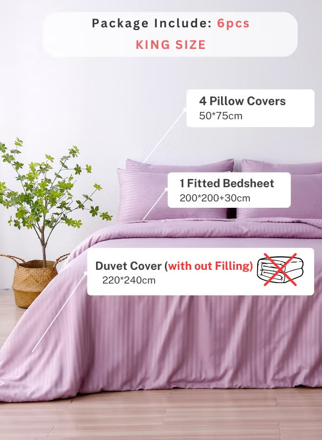 Premium King Size 6-Piece Bedding Set - Violet