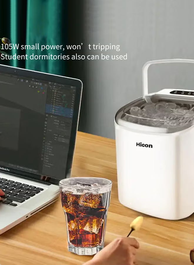 Automatic Ice Maker 15 kg/24 h – Round Bullet Ice, 6–13 min Cycle, 1.3 L Water Tank, LED Display