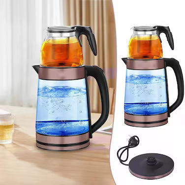 Double Pot Electric Tea Maker | 2.5L Kettle + 1L Teapot | 2000 W |