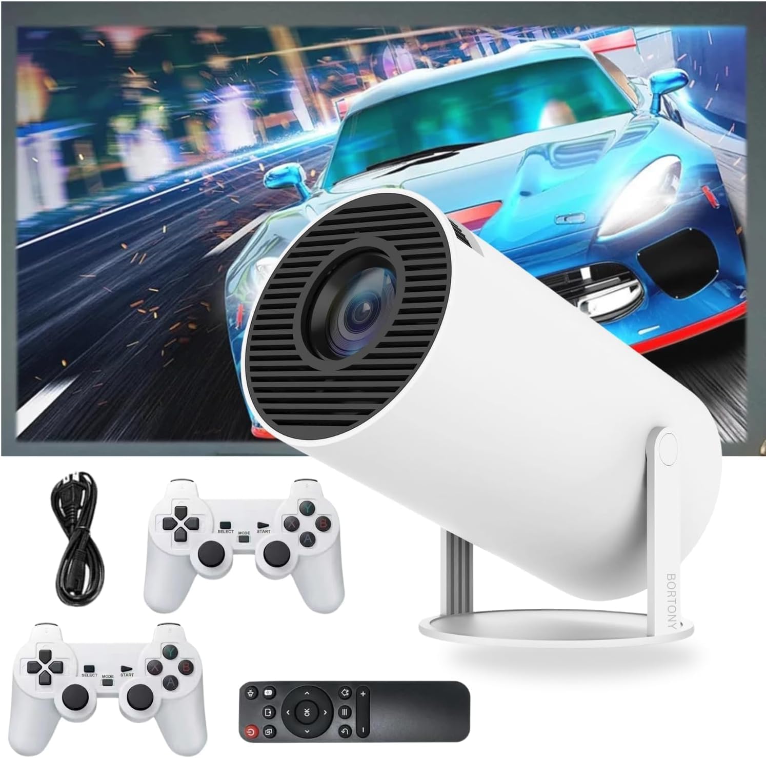 Game Projector 2-in-1 Professional Chip, Portable Projector with Wireless Controller