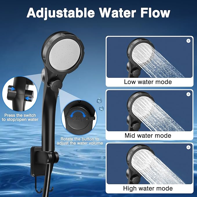 🚿 Portable Camping Shower | 6000 mAh Rechargeable Electric Shower Pump | Smart Digital Display | Outdoor Shower for Camping, Hiking, RV Travel & Pet Cleaning