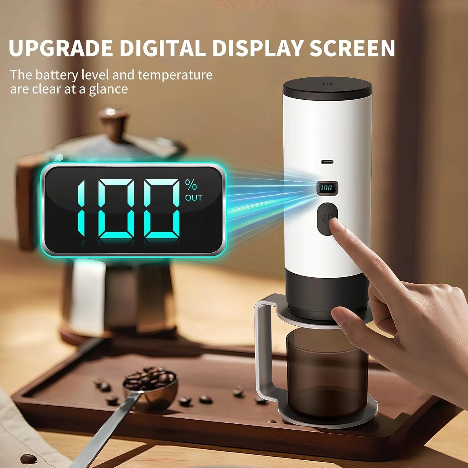 3-in-1 Portable Coffee Maker – Self-Heating Travel Espresso Machine Compatible with NS & DG Pods + Ground Coffee