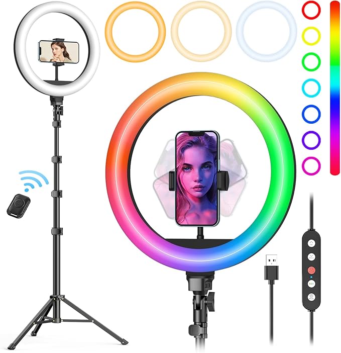 Selfie Ring Light with Tripod Stand – 72'' & Phone Holder