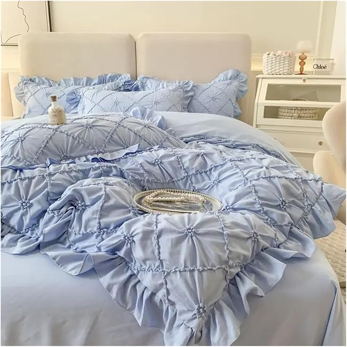 Luxury 6-Piece Bedding Set | 100% Premium Cotton – Sky Blue