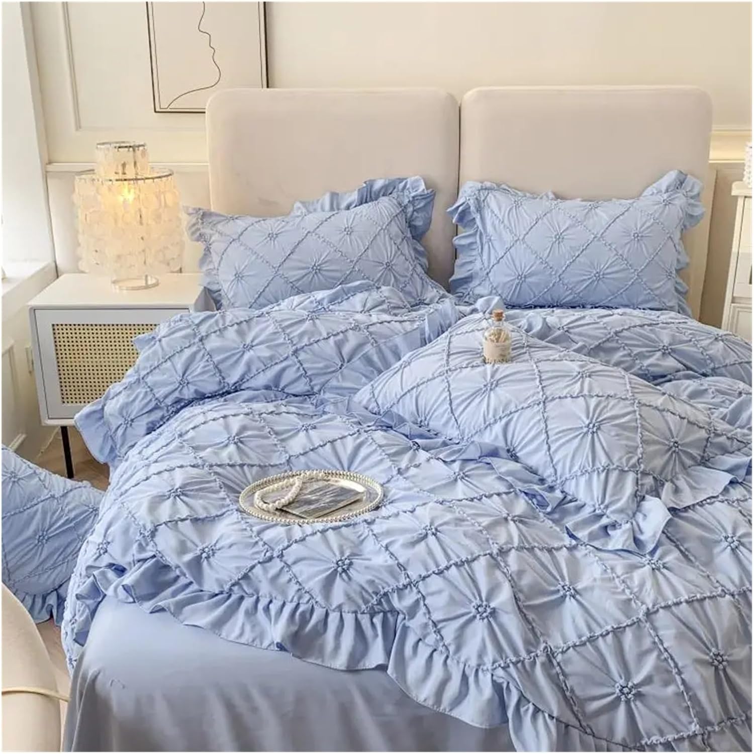 Luxury 6-Piece Bedding Set | 100% Premium Cotton – Sky Blue