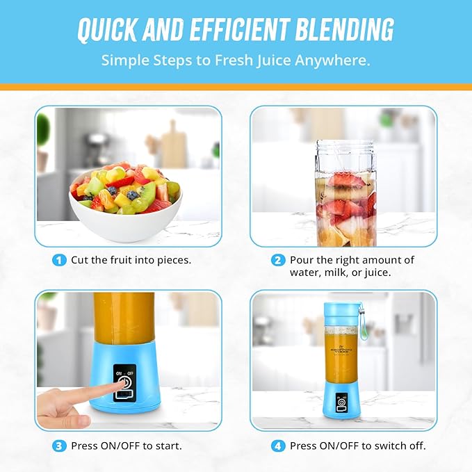 Set 2 Portable Wireless Blenders – 400ML, 6 Blades, With Strap