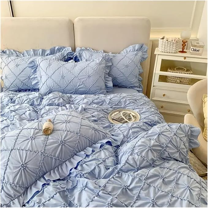 Luxury 6-Piece Bedding Set | 100% Premium Cotton – Sky Blue