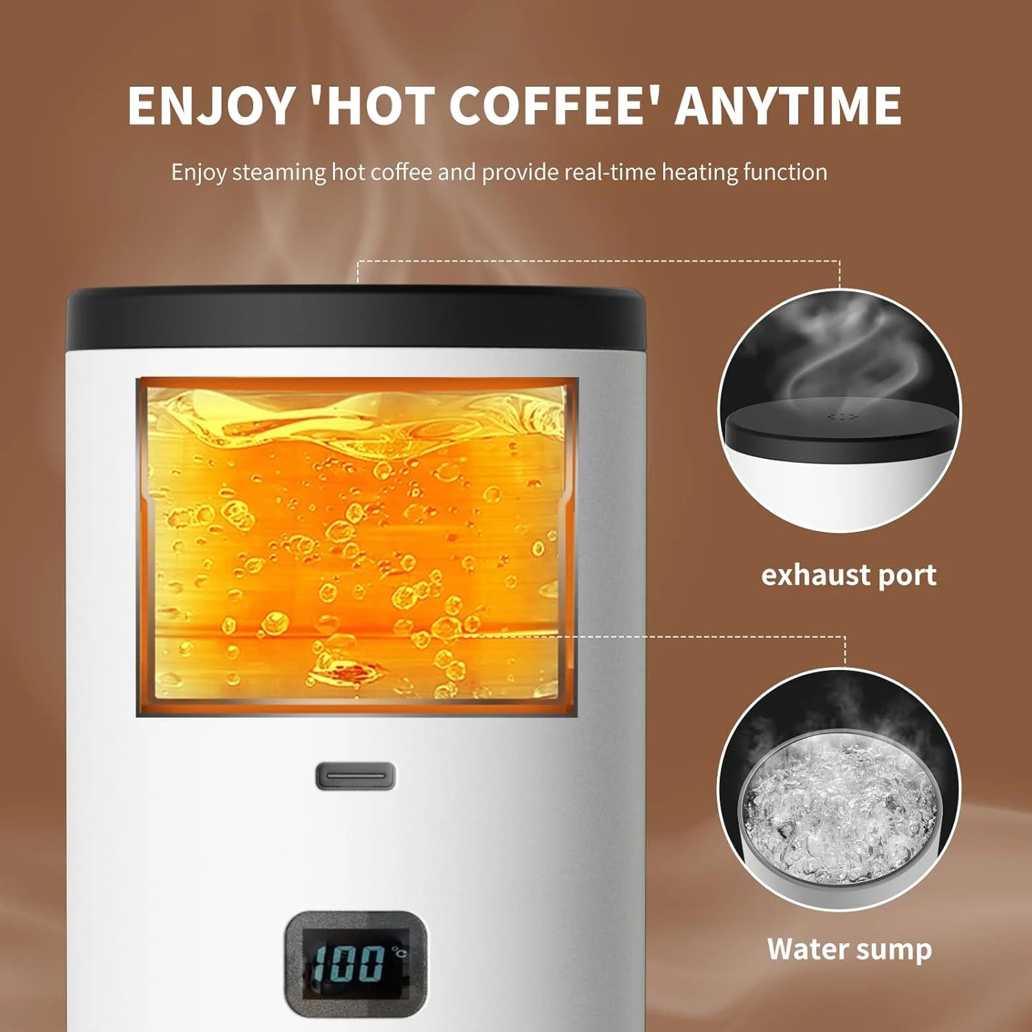 3-in-1 Portable Coffee Maker – Self-Heating Travel Espresso Machine Compatible with NS & DG Pods + Ground Coffee