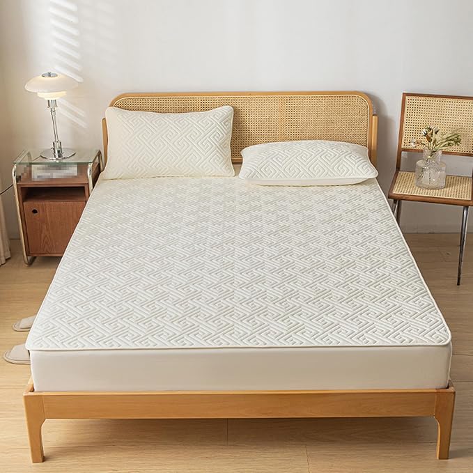 Waterproof Mattress Protector + 2 Pillow Case Set – Beige