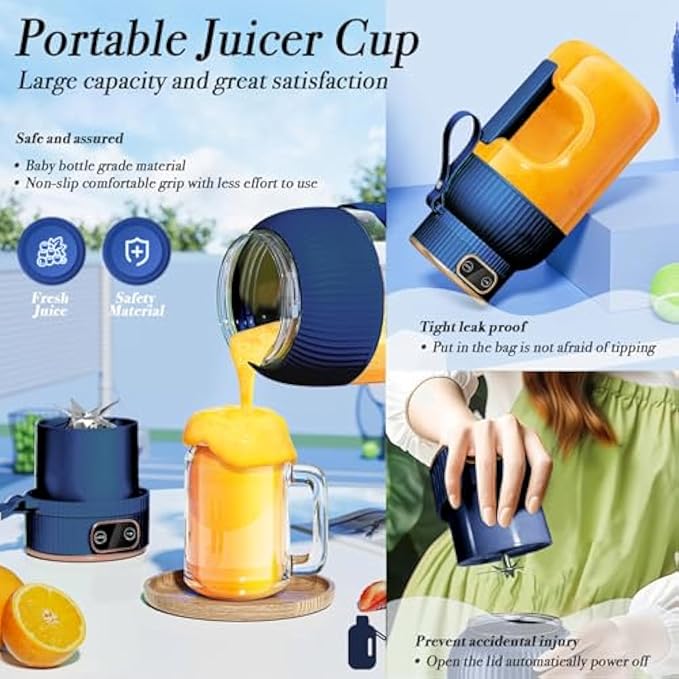 Portable Electric Juicer Cup – 1.5L, USB Rechargeable