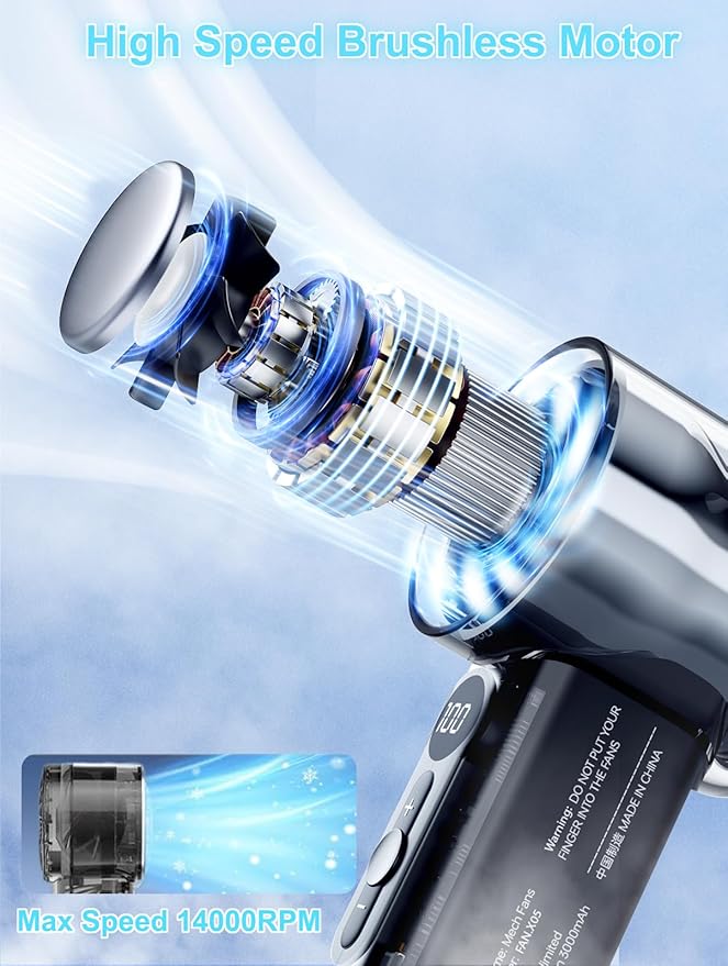 High Speed Handheld Fan – 14000RPM with Ice Cool Tech