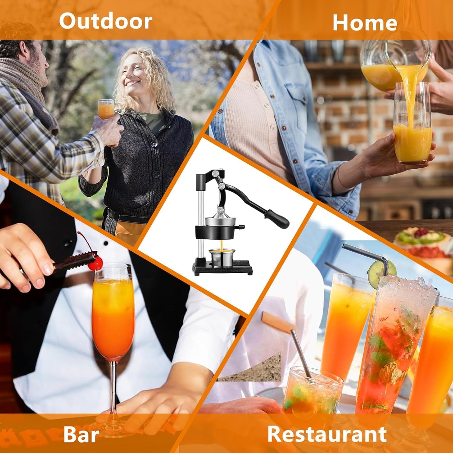 Heavy-Duty Hand Press  Squeezer with 15fl oz Cup |Durable Black Finish|