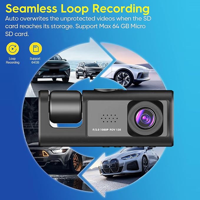 4K 3-Channel Dash Cam WiFi – 24H Parking Monitor, IR Night Vision